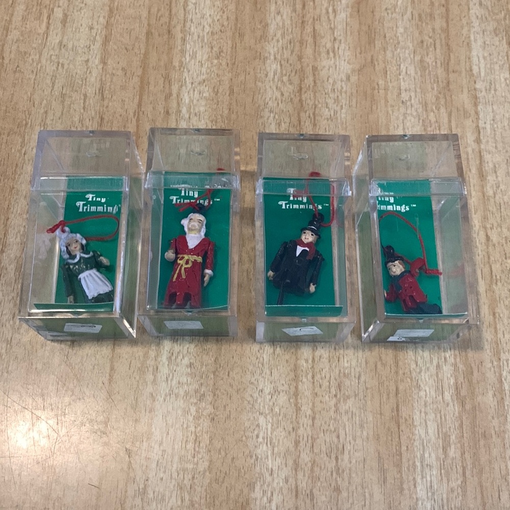 Lot of 4 Tiny Trimmings pewter Christmas holiday ornaments